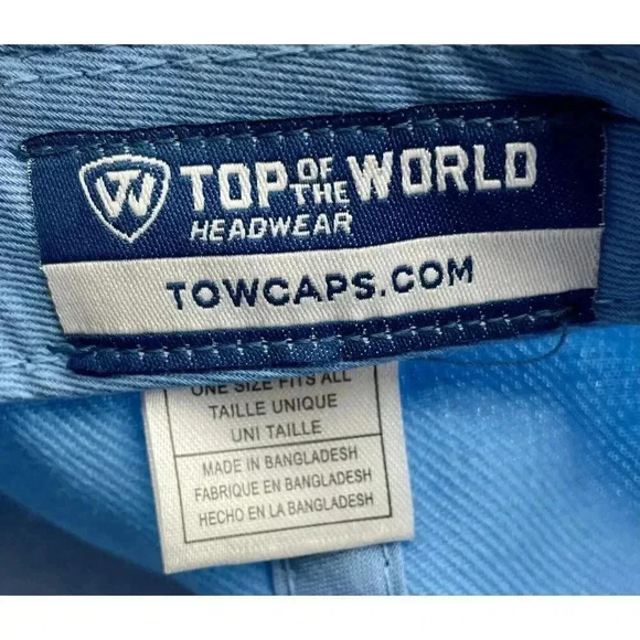 North Carolina Men’s NC Tar Heels Hat Cap Light Blue Adjustable Top Of The World - Picture 6 of 7